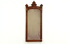 Victorian Eastlake Antique Walnut & Burl Hall Mirror #34640