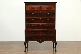 Traditional Georgian Style Mahogany Antique Highboy Tall Chest, Berkey #34684