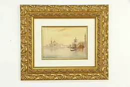 Port of Venice Antique Original Watercolor Painting, John Shapland 28" #34846