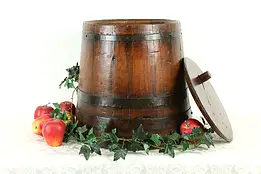 Country Pine Kitchen Pantry Antique 10" Firken or Sugar Bucket, Lid #34895