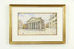 Pantheon in Rome Original Watercolor Painting, Gold Leaf, 2004 Signed 23" #34535