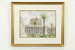 Roman Forum Original Watercolor Painting Signed 2012, Gold Leaf Frame 23" #35060