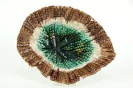 Victorian Majolica Begonia Antique 8.5" Leaf Plate, Chips #35529
