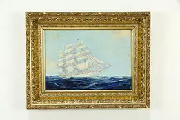 Clipper Ship Original Oil Painting, Fredrick Leo Hunter 1920 29 1/2"   #35093