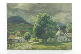 Arvey's Mountain VT Original Antique Oil Painting Signed Grif Teller, 14" #33620