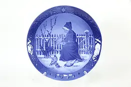 Royal Copenhagen Christmas Plate, Woman Feeding Pigeons, 1955 #35976