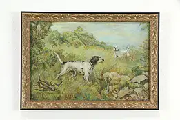 Hunting Dogs at Work Original Antique Oil Painting 25" #36072
