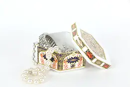 Old Imari Hexagonal Jewelry Boudoir Box, English Royal Crown Derby #36547