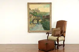 Village in the South of France Original Oil Painting Gaston Cornil 65" #35831