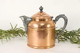 Copper Antique Tea Kettle, Pewter & Brass Mounts, Rochester  #36487