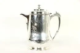 Victorian Antique 1880 Engraved Silverplate Insulated Water Pitcher #36681