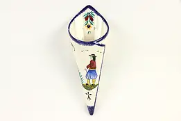 Henriot Quimper Signed Wall Pocket Vase, Hand Painted Brittany, France #37067