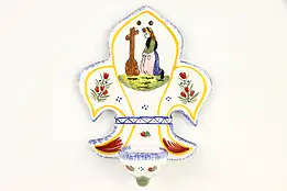 Henriot Quimper Signed Holy Water Holder, Hand Painted Brittany, France #37070