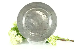 English Georgian Antique Pewter 1750 Plate, 9.25" #37474