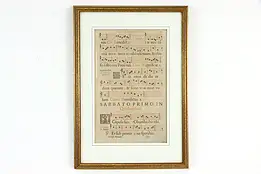 Musical Manuscript Antique 1700's Latin, Double Side Custom Frame 21" #37664