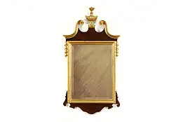 Birch Antique Georgian Federal Design Wall Mirror, Gold Classical Finial #38611