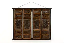 Asian Carved Hanging Wood Panel with Flora Motifs, Tropical Hardwood #38232