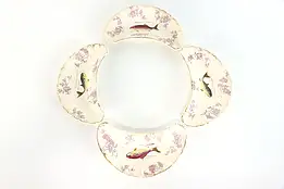 Bone Dish 4 Piece Antique Porcelain Fish Plates Crescent Trays, Germany #38648