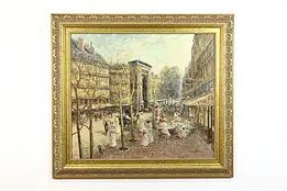 Paris Street Scene Original Vintage Oil Painting, Jurgen Gunter 40" #38817