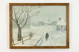 Coming Home Original Vintage Watercolor Painting, Rupert Lovejoy 21.5" #37901