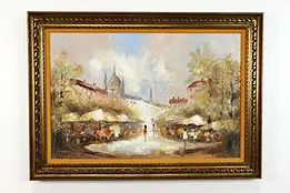 Flower Market French Impressionist Original Oil Painting, Larson, 43" #38446