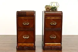 Art Deco Vintage Pair of Nightstands or End tables, Waterfall, Bakelite #38627