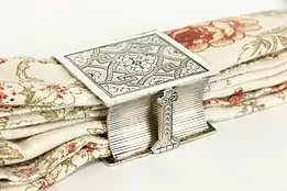 Victorian Antique Silverplate Book Shape Napkin Ring, Engraved E.B.C #39203