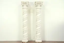 Pair Baroque Antique Stucco Spiral Columns, Antique Architectural Salvage #29165