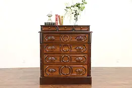Victorian Antique Carved Walnut & Chestnut Dresser or Chest #30582