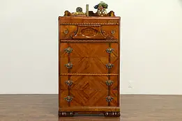 Art Deco Waterfall Vintage Tall Chest, Gold Mirror Mosaic #32678