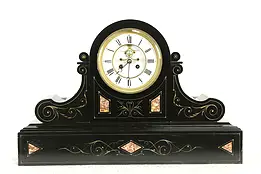 French Antique Victorian Large Marble Open Escapement Mantel Clock #32780