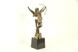 Cupid Statue Bronze or Brass Vintage Sculpture on Marble Base #32883