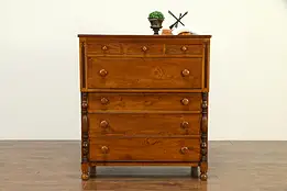 Empire Antique 1825 Cherry, Walnut & Curly Maple Chest or Dresser #32996