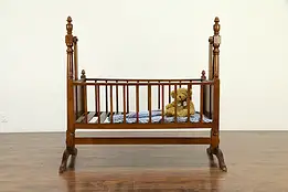 Walnut Antique 1860 Austrian Swinging Baby Cradle Bed #33050
