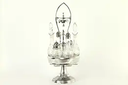 Victorian Antique Silverplate Condiment Castor Set, Servant Bell Pat 1874 #33120
