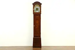 Mahogany & Marquetry Antique 1900 Austrian Grandfather Tall Case Clock #33144