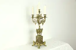 Victorian Antique Brass Candelabra, Lion Heads & Paws #33206