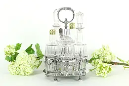 Victorian Antique Danish Silverplate Castor Condiment Caddy Set #33548