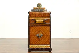 Art Deco Vintage Waterfall Mahogany & Burl Nightstand #34331
