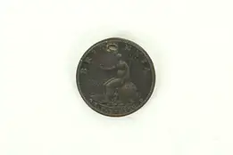 English Antique 1791 Farthing Copper Coin, Hole for Necklace #34436