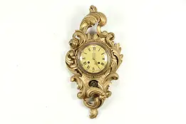 Carved Gold Baroque Swedish Vintage Wall Clock, Westerstrand Toreboda #33582