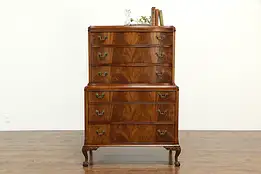 Georgian Style Mahogany Vintage Tall Chest on Chest, Carved Claw Feet #34914