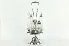 Victorian Antique Silverplate Castor Condiment & Cruet Set #33599