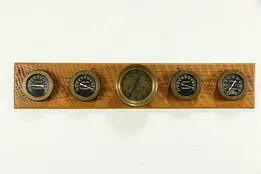 Ship Antique Crosby Clock & 4 Gauges Set, Lake Michigan Tugboat Salvage #35659