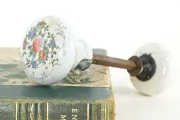 Victorian Antique Porcelain Flower Painted Door Knob Set  #36358
