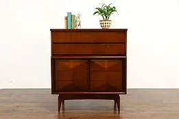 Midcentury Modern Vintage Diamond Front Tall Chest or Dresser, United #37999