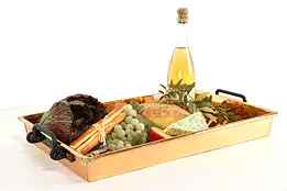 Hand Hammered Vintage Farmhouse Solid Copper Tray, Roasting or Cake Pan #38105