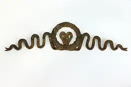 Cast Bronze Salvage Antique French Wreath and Ribbon Design Crest #38521