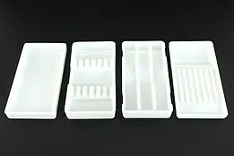 Antique Milk Glass 4 Dental Trays, American, Two Rivers WI  #38219