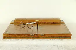 Italian Vintage Tooled & Painted Leather Library Desk Folio, Signed #32614